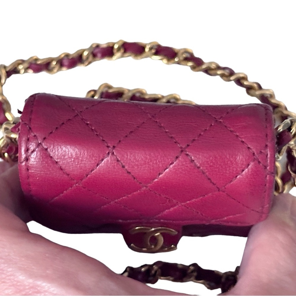 CHANEL Vintage Micro Pink Quilted Lambskin Half Flap Bag RARE - Picture 8 of 14